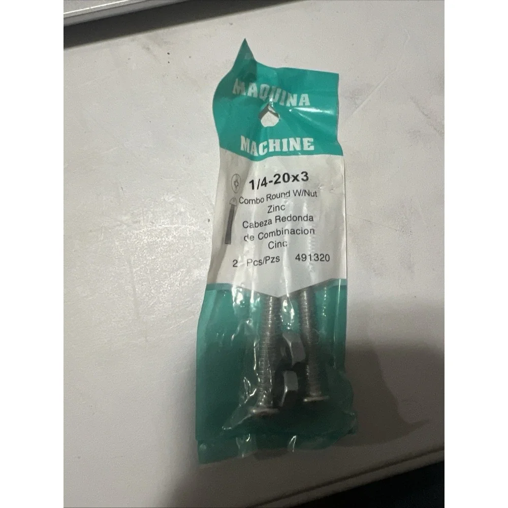 x9 -Machine Screws Bolts‎ 1/4-20x3 Hillman Combo RoundW/Nut Zinc 2 Pcs 491320